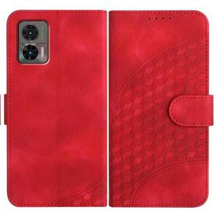 For Motorola Edge 30 Neo Elephant Head Embossed Phone Leather Case with Lanyard(Red)