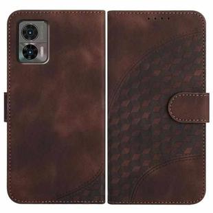 For Motorola Edge 30 Neo Elephant Head Embossed Phone Leather Case with Lanyard(Coffee)