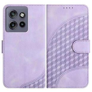 For Motorola Edge 50 Neo Elephant Head Embossed Phone Leather Case with Lanyard(Light Purple)