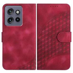 For Motorola Edge 50 Neo Elephant Head Embossed Phone Leather Case with Lanyard(Rose Red)