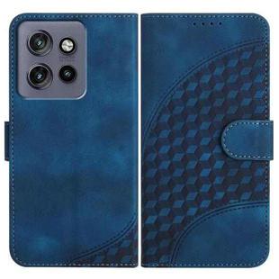 For Motorola Edge 50 Neo Elephant Head Embossed Phone Leather Case with Lanyard(Royal Blue)