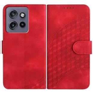 For Motorola Edge 50 Neo Elephant Head Embossed Phone Leather Case with Lanyard(Red)
