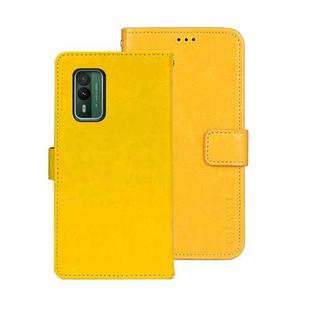 For Nokia XR21 idewei Crazy Horse Texture Leather Phone Case with Holder(Yellow)