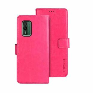 For Nokia XR21 idewei Crazy Horse Texture Leather Phone Case with Holder(Rose Red)