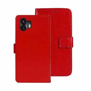 For Nothing Phone 2 idewei Crazy Horse Texture Leather Phone Case with Holder(Red)