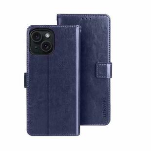 For iPhone 15 Pro Max idewei Crazy Horse Texture Leather Phone Case with Holder(Blue)