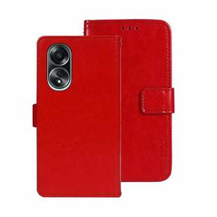 For OPPO A58 4G Global idewei Crazy Horse Texture Leather Phone Case with Holder(Red)