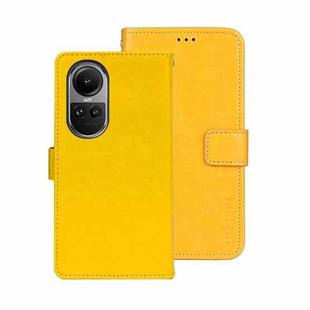 For OPPO Reno10 / Reno10 Pro Global idewei Crazy Horse Texture Leather Phone Case with Holder(Yellow)