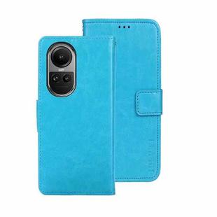 For OPPO Reno10 / Reno10 Pro Global idewei Crazy Horse Texture Leather Phone Case with Holder(Sky Blue)