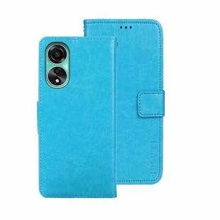 For OPPO A78 4G Global idewei Crazy Horse Texture Leather Phone Case with Holder(Sky Blue)