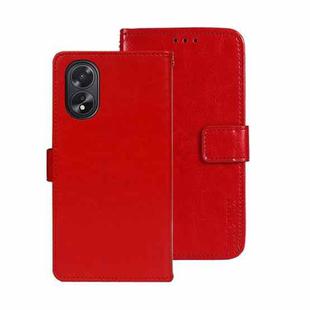 For OPPO A38 4G idewei Crazy Horse Texture Leather Phone Case with Holder(Red)