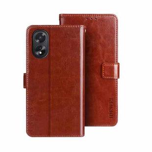 For OPPO A38 4G idewei Crazy Horse Texture Leather Phone Case with Holder(Brown)