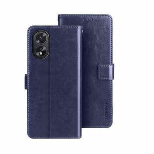 For OPPO A38 4G idewei Crazy Horse Texture Leather Phone Case with Holder(Blue)