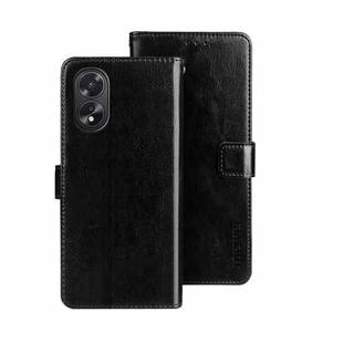 For OPPO A38 4G idewei Crazy Horse Texture Leather Phone Case with Holder(Black)