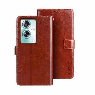 For OPPO A79 5G Global idewei Crazy Horse Texture Leather Phone Case with Holder(Brown)