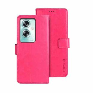 For OPPO A79 5G Global idewei Crazy Horse Texture Leather Phone Case with Holder(Rose Red)