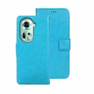 For OPPO Reno11 5G Global idewei Crazy Horse Texture Leather Phone Case with Holder(Sky Blue)