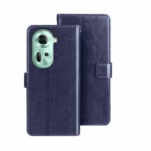 For OPPO Reno11 5G Global idewei Crazy Horse Texture Leather Phone Case with Holder(Blue)