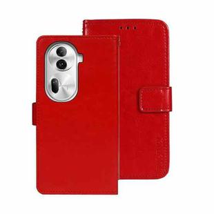 For OPPO Reno11 Pro 5G Global idewei Crazy Horse Texture Leather Phone Case with Holder(Red)