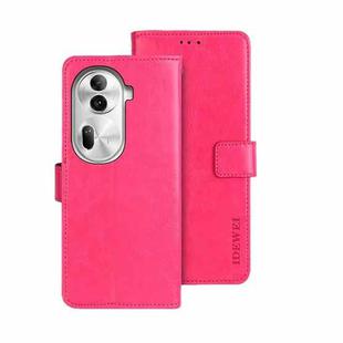 For OPPO Reno11 Pro 5G Global idewei Crazy Horse Texture Leather Phone Case with Holder(Rose Red)