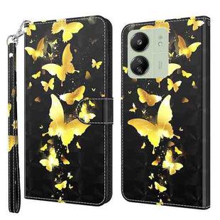 For Xiaomi Redmi 13C 5G / 4G 3D Painting Pattern Flip Leather Phone Case(Gold Butterfly)