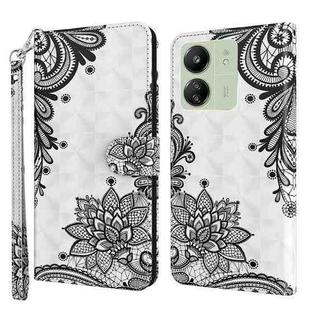 For Xiaomi Redmi 13C 5G / 4G 3D Painting Pattern Flip Leather Phone Case(Diagonal Black Flower)