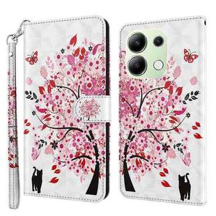 For Xiaomi Redmi Note 13 4G 3D Painting Pattern Flip Leather Phone Case(Cat Under The Tree)