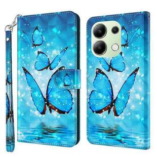 For Xiaomi Redmi Note 13 4G 3D Painting Pattern Flip Leather Phone Case(Three Butterflies)