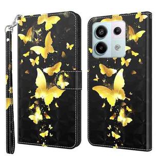 For Xiaomi Redmi Note 13 Pro 5G 3D Painting Pattern Flip Leather Phone Case(Gold Butterfly)