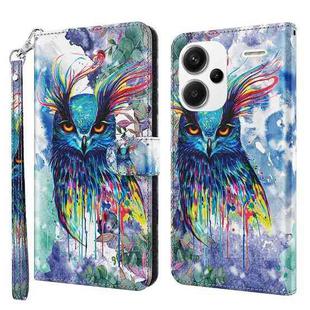 For Xiaomi Redmi Note 13 Pro+ 3D Painting Pattern Flip Leather Phone Case(Watercolor Owl)