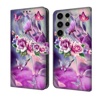 For Samsung Galaxy S24 Ultra 5G Crystal 3D Shockproof Protective Leather Phone Case(Butterfly)