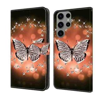 For Samsung Galaxy S24 Ultra 5G Crystal 3D Shockproof Protective Leather Phone Case(Crystal Butterfly)