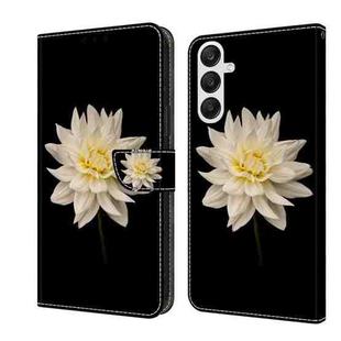 For Samsung Galaxy A35 5G Crystal 3D Shockproof Protective Leather Phone Case(White Flower)