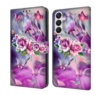 For Samsung Galaxy A55 5G Crystal 3D Shockproof Protective Leather Phone Case(Butterfly)