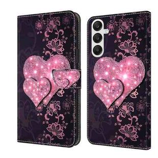 For Samsung Galaxy A55 5G Crystal 3D Shockproof Protective Leather Phone Case(Lace Love)