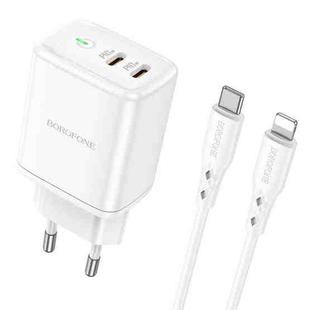 Borofone BN9 Reacher PD 35W USB-C / Type-C Dual Ports Charger Set with Type-C to 8 Pin Cable, EU Plug(White)