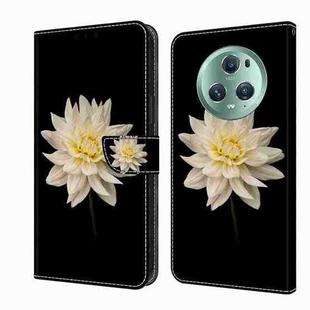 For Honor Magic5 Pro Crystal 3D Shockproof Protective Leather Phone Case(White Flower)