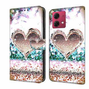 For Motorola Moto G84 Crystal 3D Shockproof Protective Leather Phone Case(Pink Diamond Heart)