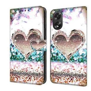 For OPPO A38 4G Crystal 3D Shockproof Protective Leather Phone Case(Pink Diamond Heart)