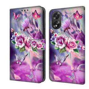 For OPPO A38 4G Crystal 3D Shockproof Protective Leather Phone Case(Butterfly)