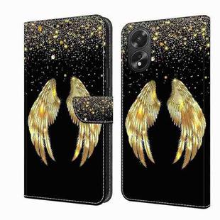 For OPPO A38 4G Crystal 3D Shockproof Protective Leather Phone Case(Golden Wings)