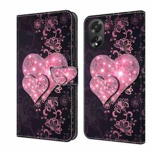 For OPPO A38 4G Crystal 3D Shockproof Protective Leather Phone Case(Lace Love)