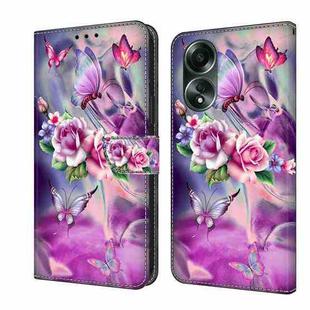 For OPPO A58 4G Crystal 3D Shockproof Protective Leather Phone Case(Butterfly)