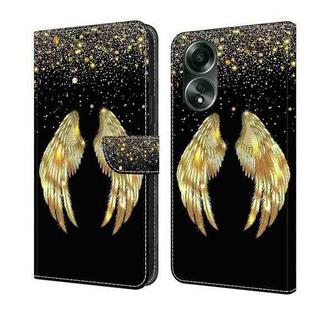 For OPPO A58 4G Crystal 3D Shockproof Protective Leather Phone Case(Golden Wings)