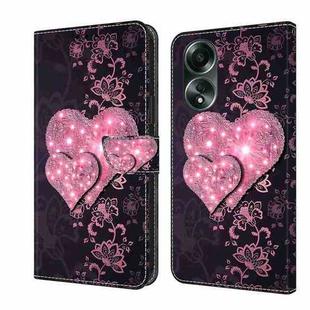 For OPPO A58 4G Crystal 3D Shockproof Protective Leather Phone Case(Lace Love)
