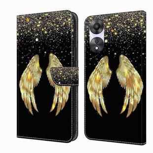 For OPPO A58 5G Crystal 3D Shockproof Protective Leather Phone Case(Golden Wings)