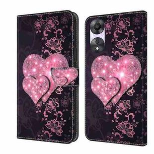 For OPPO A58 5G Crystal 3D Shockproof Protective Leather Phone Case(Lace Love)