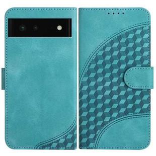 For Google Pixel 6 YX0060 Elephant Head Embossed Phone Leather Case with Lanyard(Light Blue)