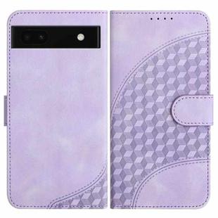 For Google Pixel 6a YX0060 Elephant Head Embossed Phone Leather Case with Lanyard(Light Purple)