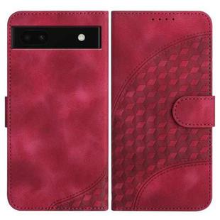 For Google Pixel 6a YX0060 Elephant Head Embossed Phone Leather Case with Lanyard(Rose Red)